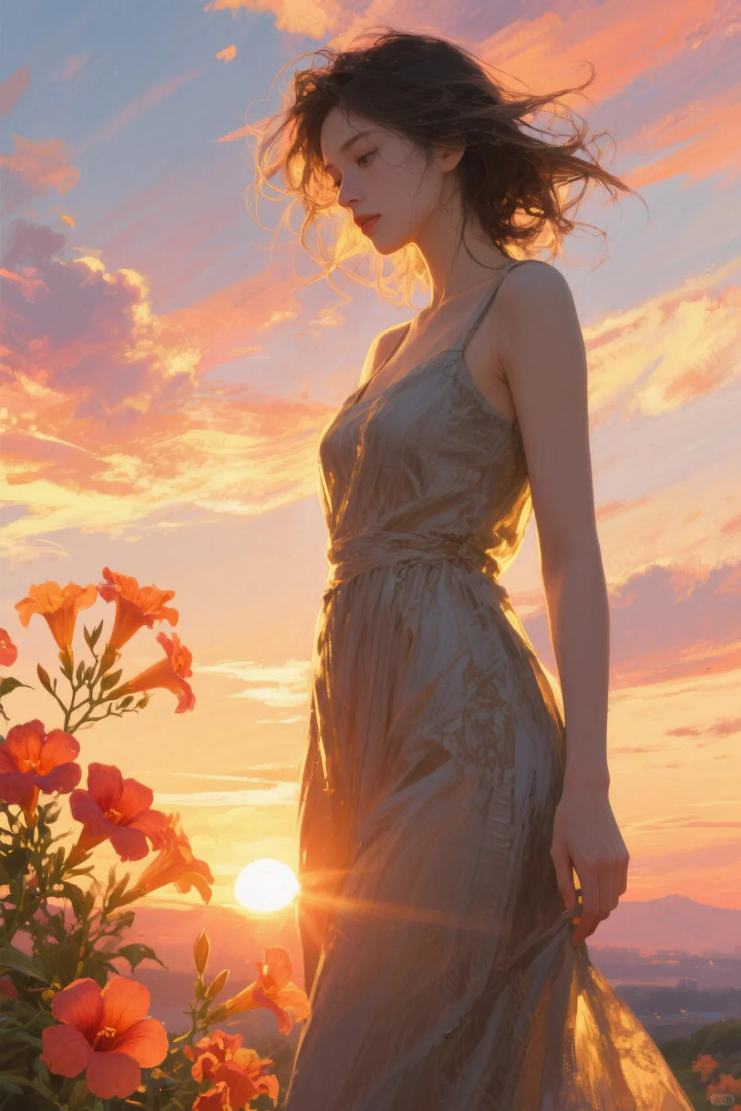 女生头像|夕阳下唯美的她