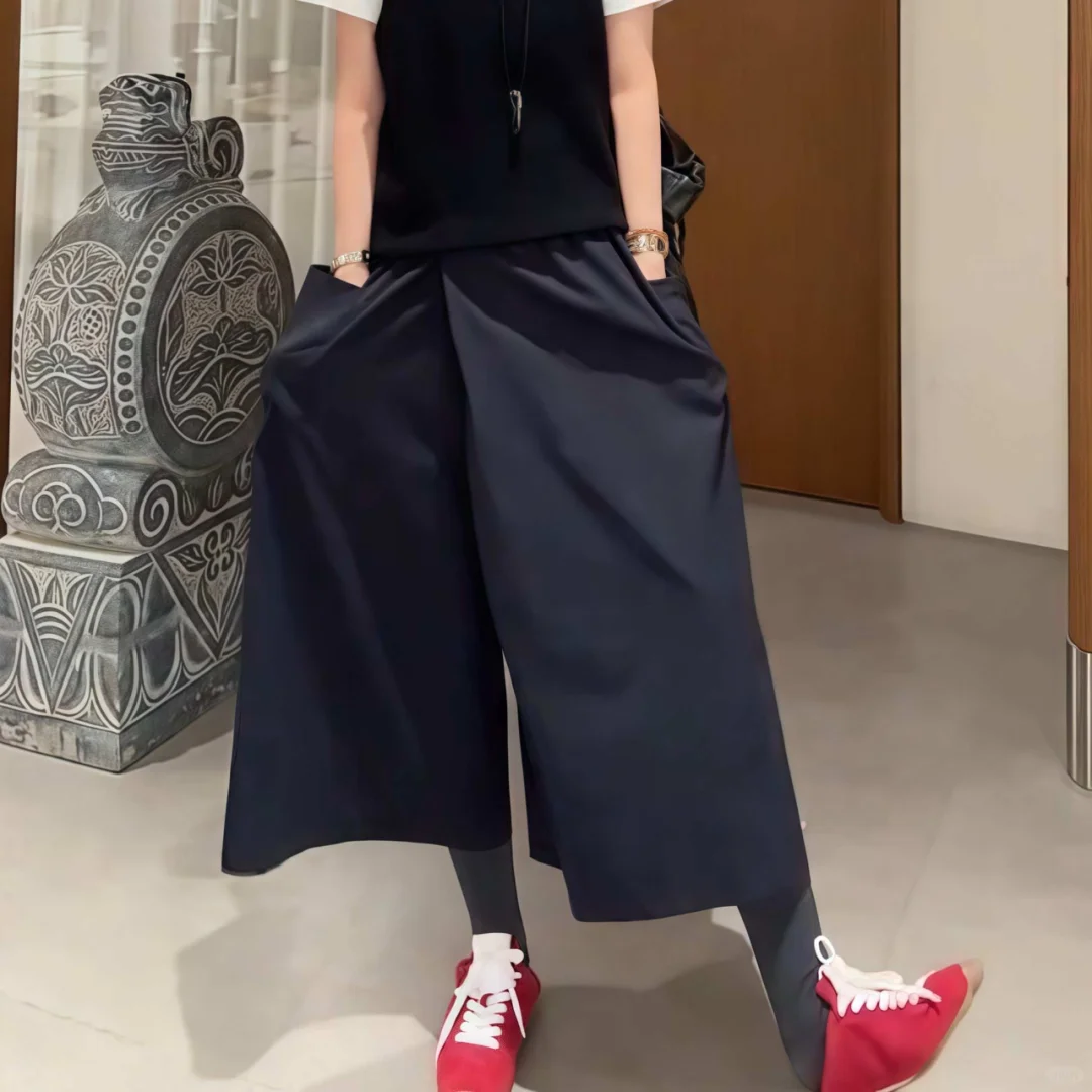 高腰阔腿休闲裙裤女2025春季新款大码女