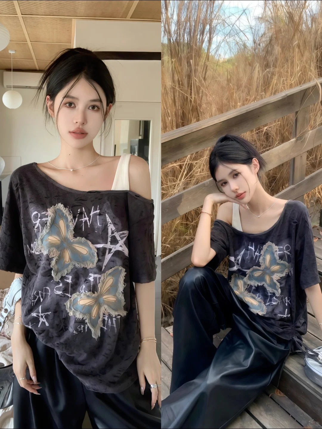 复古辣妹风拿捏了～zara露肩上衣30多拿下‼️