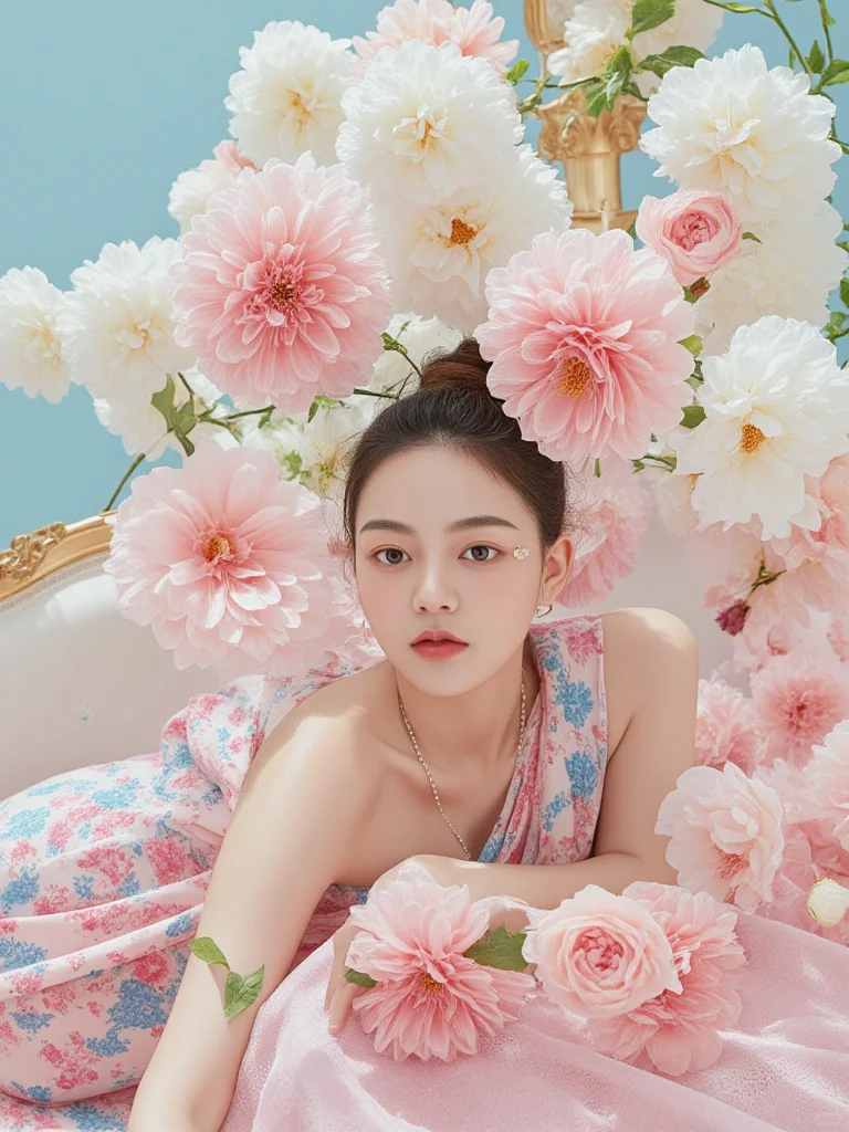 Ai绘图，女神节，春天，鲜花，艺术，海报，可帮做