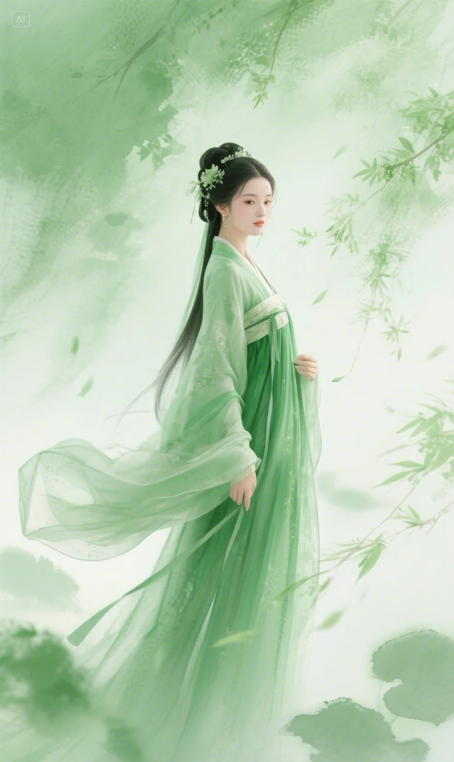 古风美女绿色护眼壁纸来啦！！心情舒爽一整天