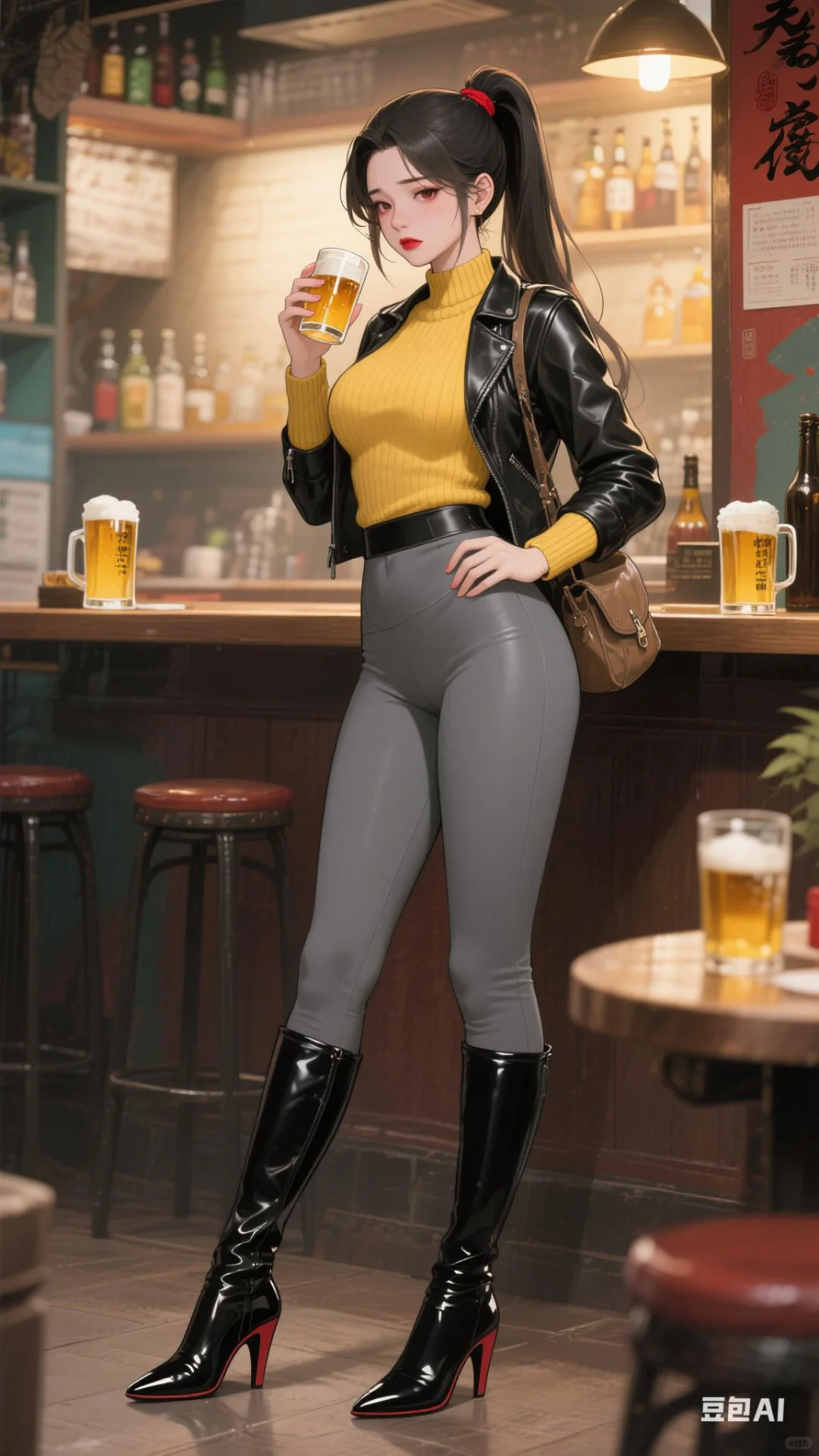 壁纸分享：正在酒馆里借酒消愁的美女小姐姐