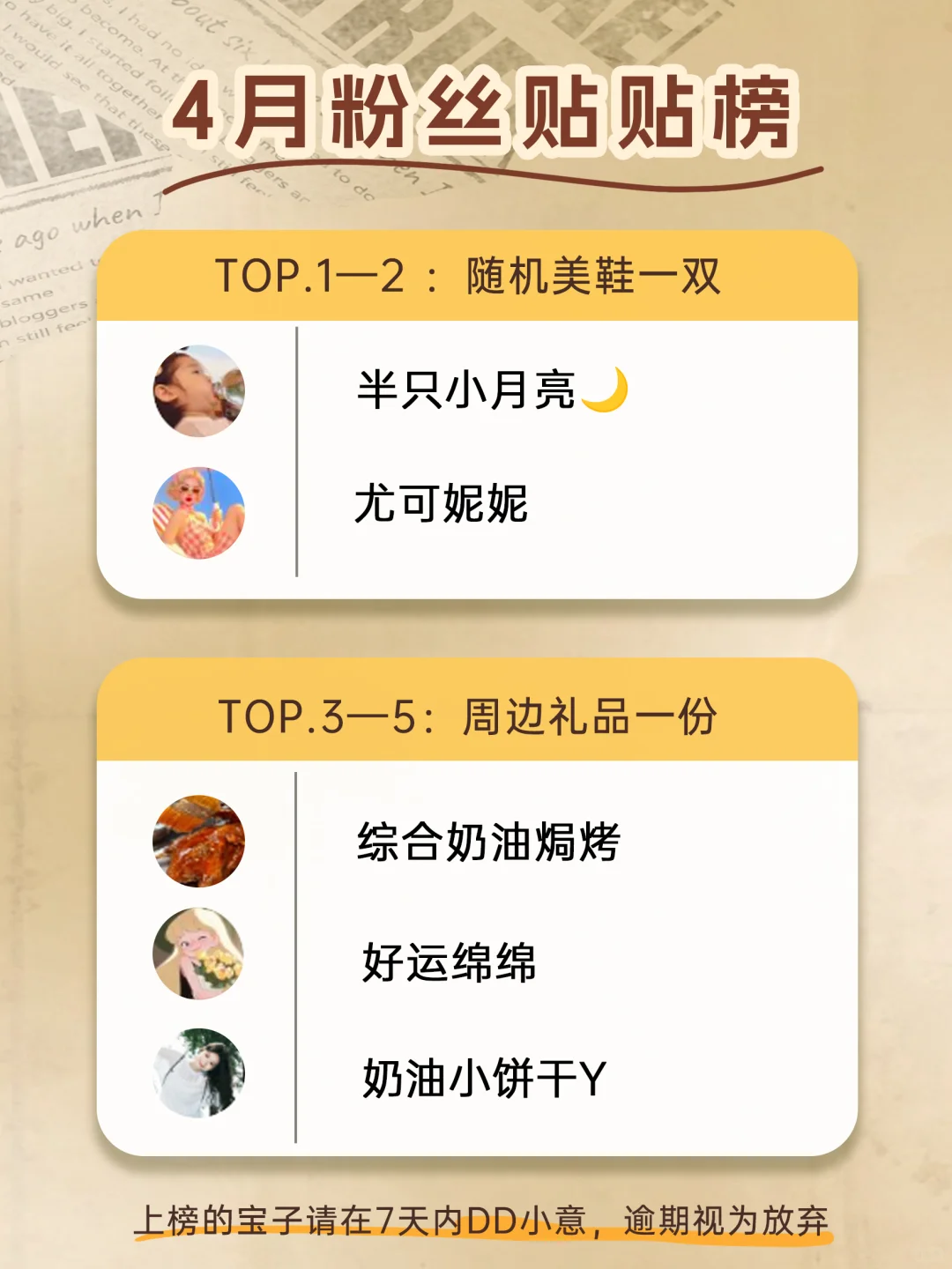 老友们，贴贴💖4月铁粉榜已上线❗️