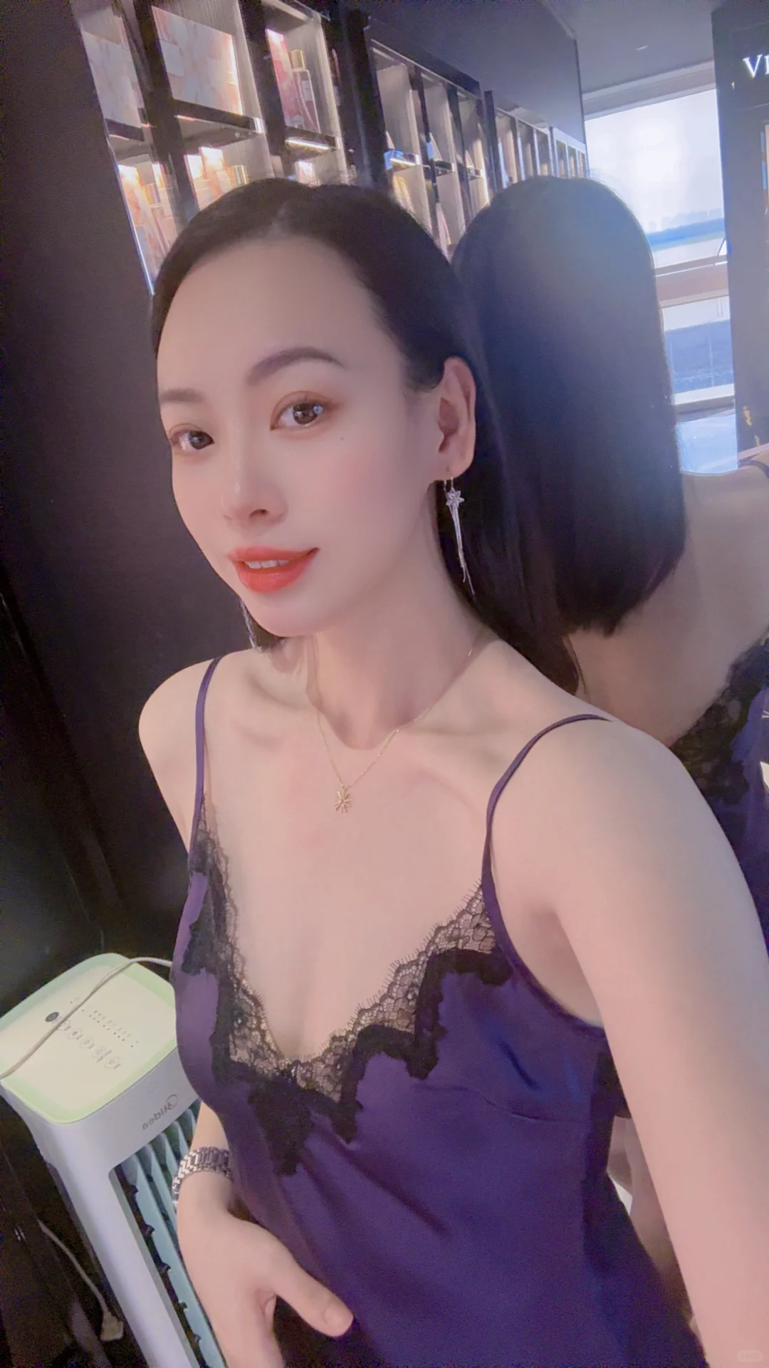 性感蕾丝拼接，紫色吊带裙，精致睡裙分享