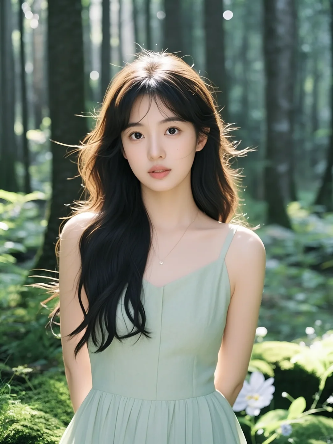 🌿【森林秘境纯欲写真｜光斑少女与自然】