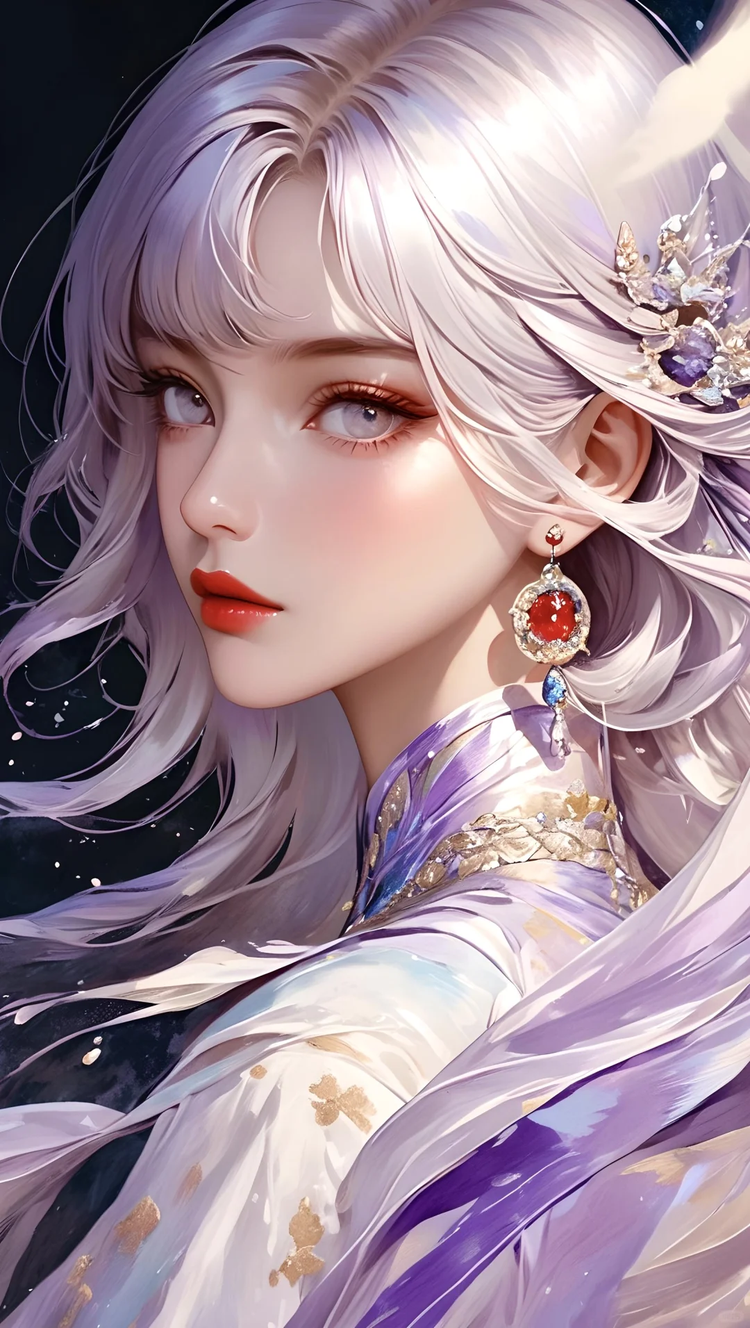 唯美肖像插画，AI美女性格插画