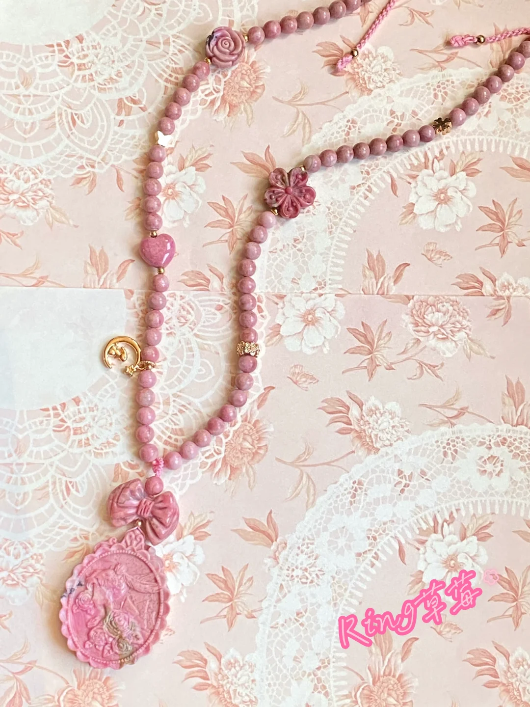 ｛美少女战士｝蔷薇辉石雕刻手作项链毛衣链