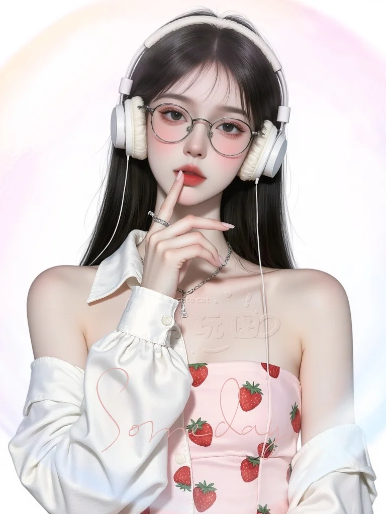 戴眼镜的少女｜白底女头