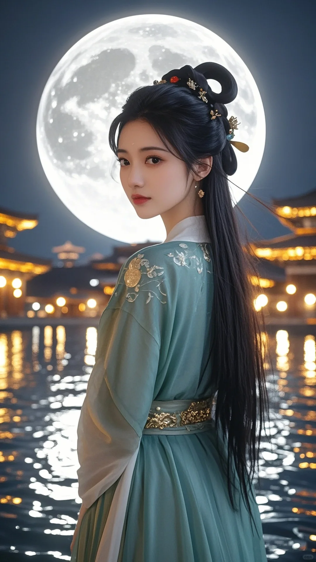 月光下的美人，回眸一笑百媚生