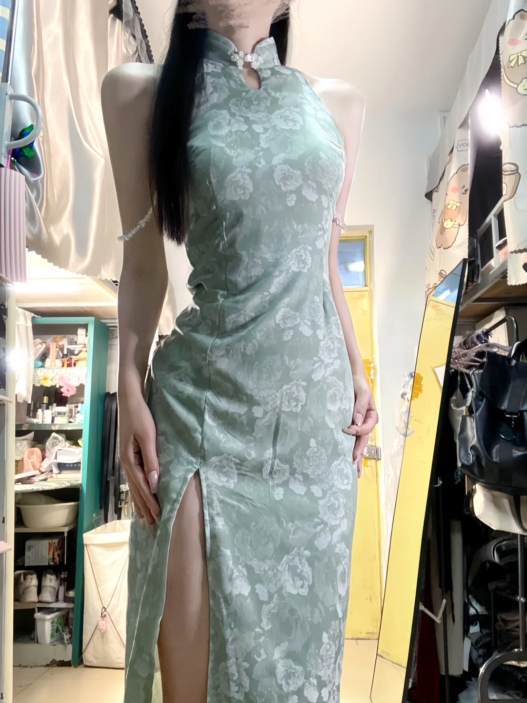 178｜姐妹们！这条薄荷绿滴收腰旗袍能留嘛！！