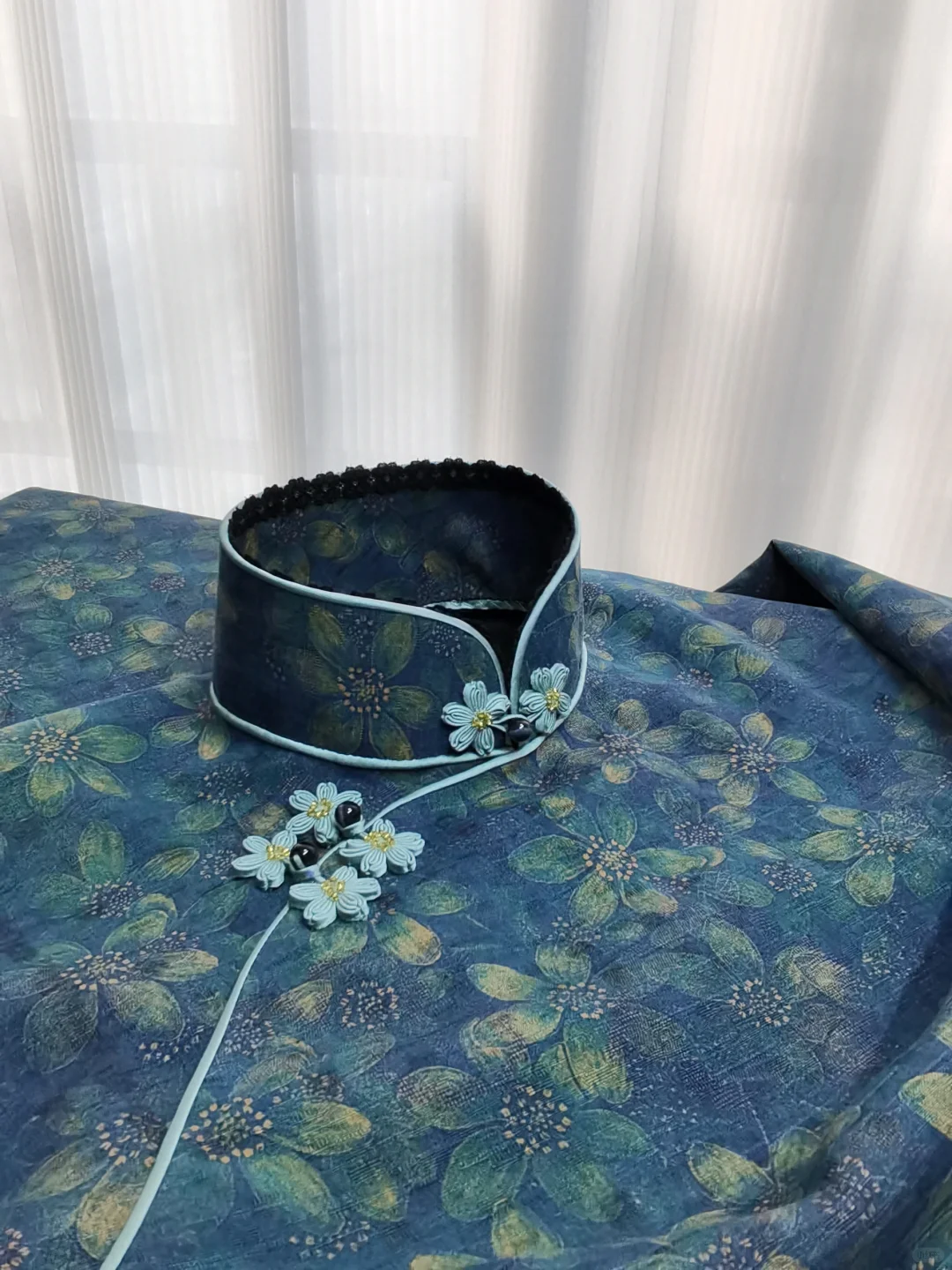 香云纱倒大袖夹里旗袍