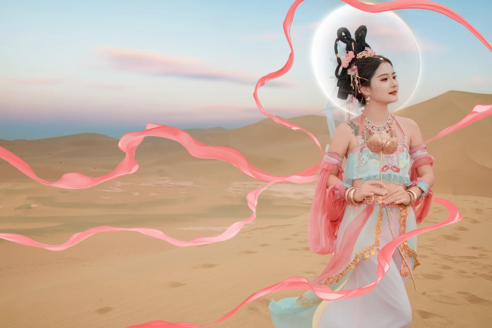 她的美是沙漠的风沙和敦煌的月光🌙