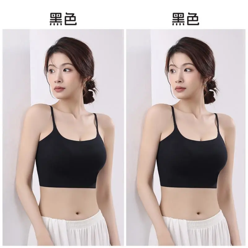 裹胸内衣防走光大码冰丝无痕吊带小背心女一