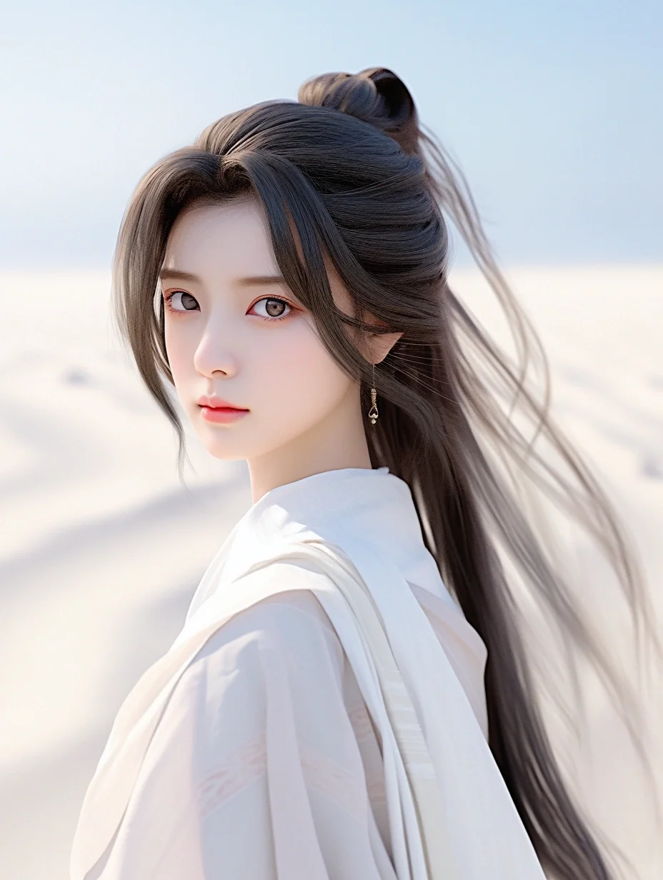 插画丨📸🌺 汉服美女沙漠绝美写真
