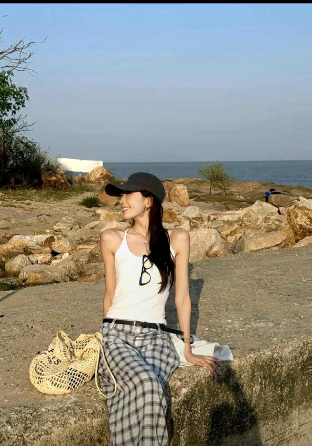 大海,礁石,美女