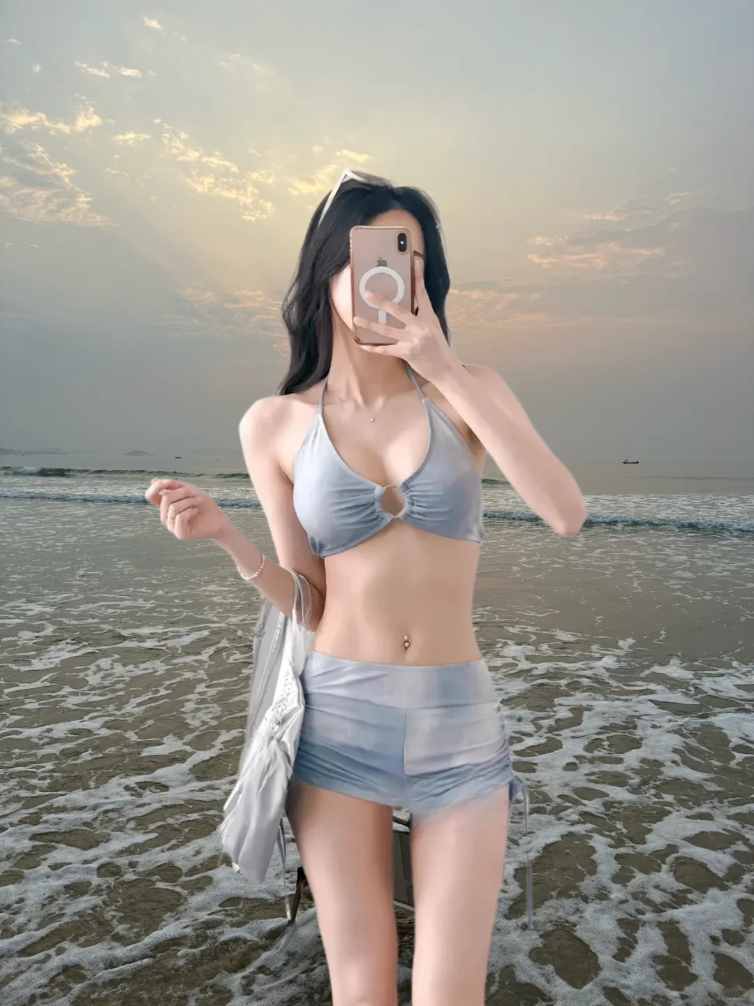 扎染牛仔蓝比基尼泳衣🔵温泉战袍