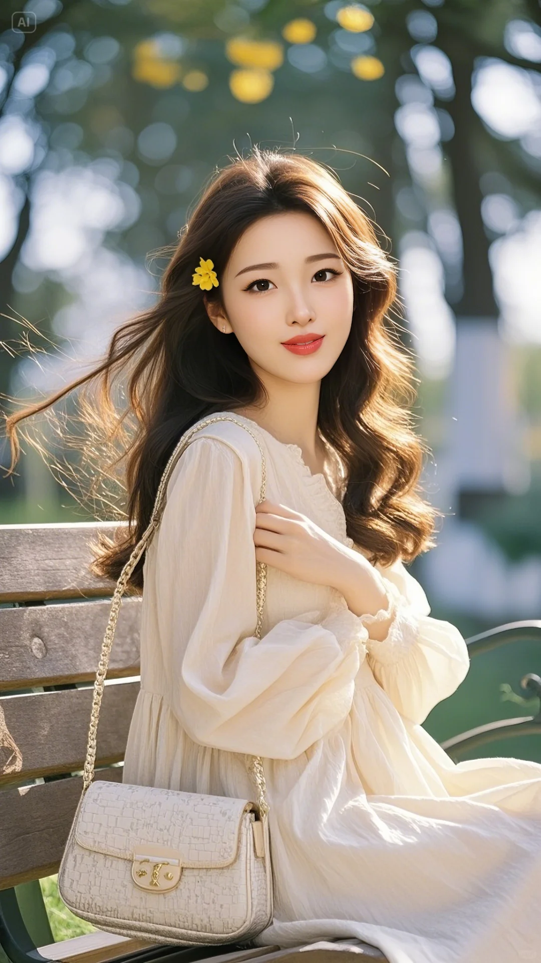 高清花下美女图