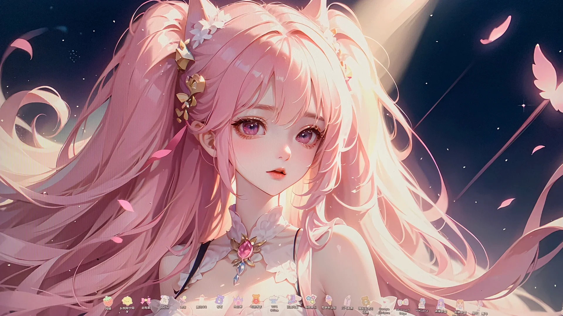 电脑新壁纸，双马尾猫耳娘，左滑看live动图！