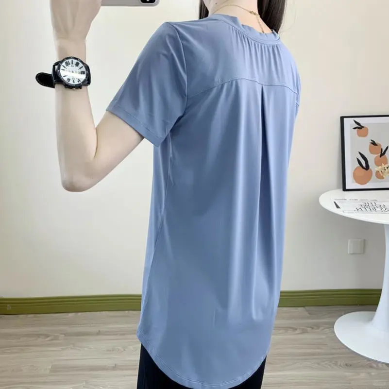 户外大码速干衣瑜伽服女夏季薄款短袖运动T