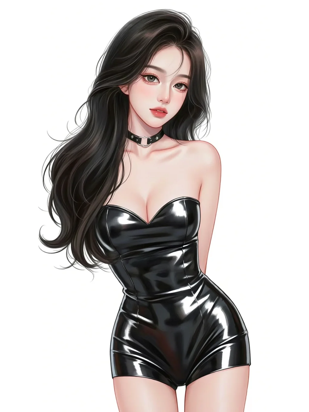 黑色紧身衣性感大女主-半身立绘
