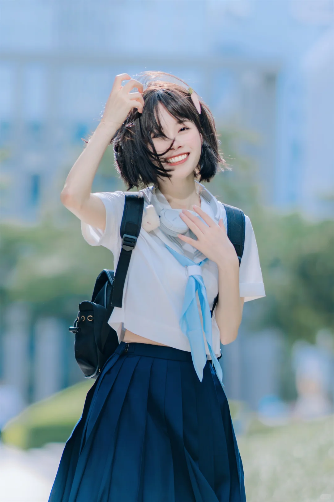 【实用版】9️⃣图解锁甜妹风ＪＫ制服拍照姿势