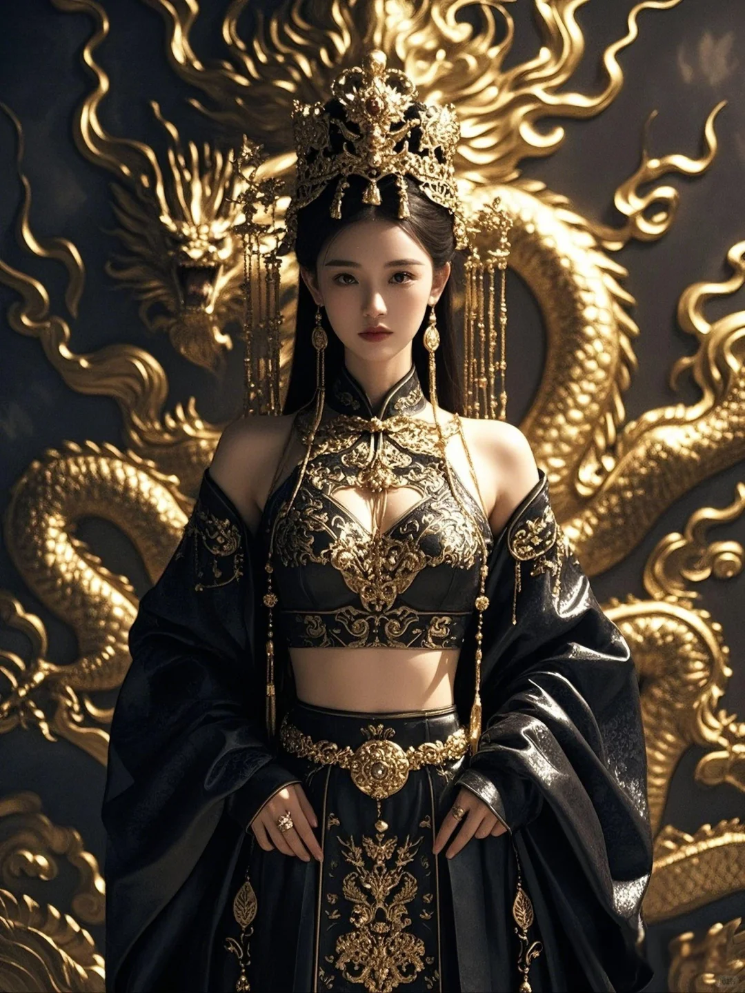 古风女神来袭，黑金战袍美哭我