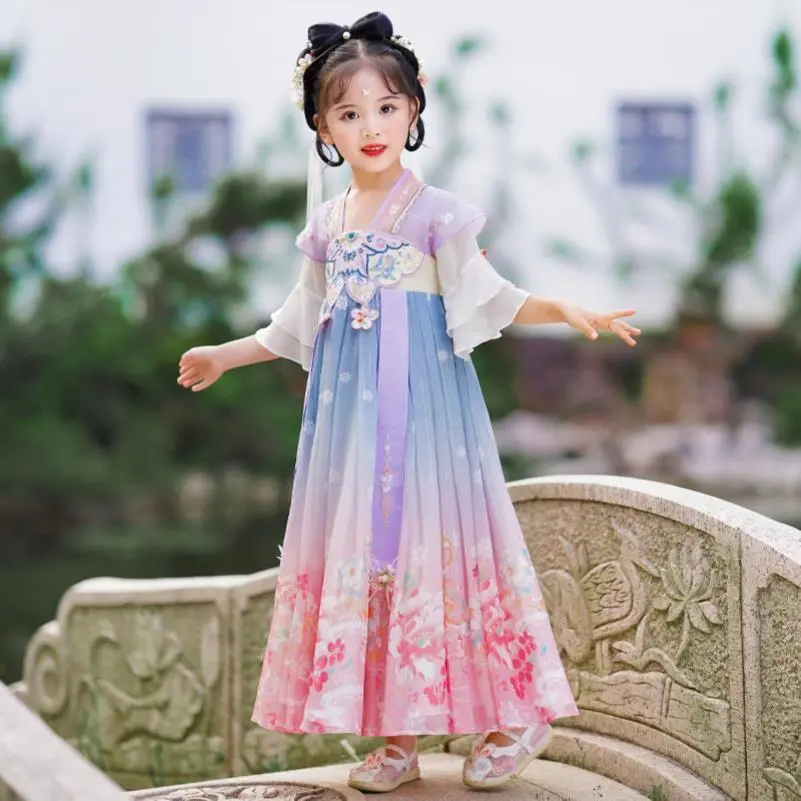 儿童春秋汉服中国风古装女童2024新款女