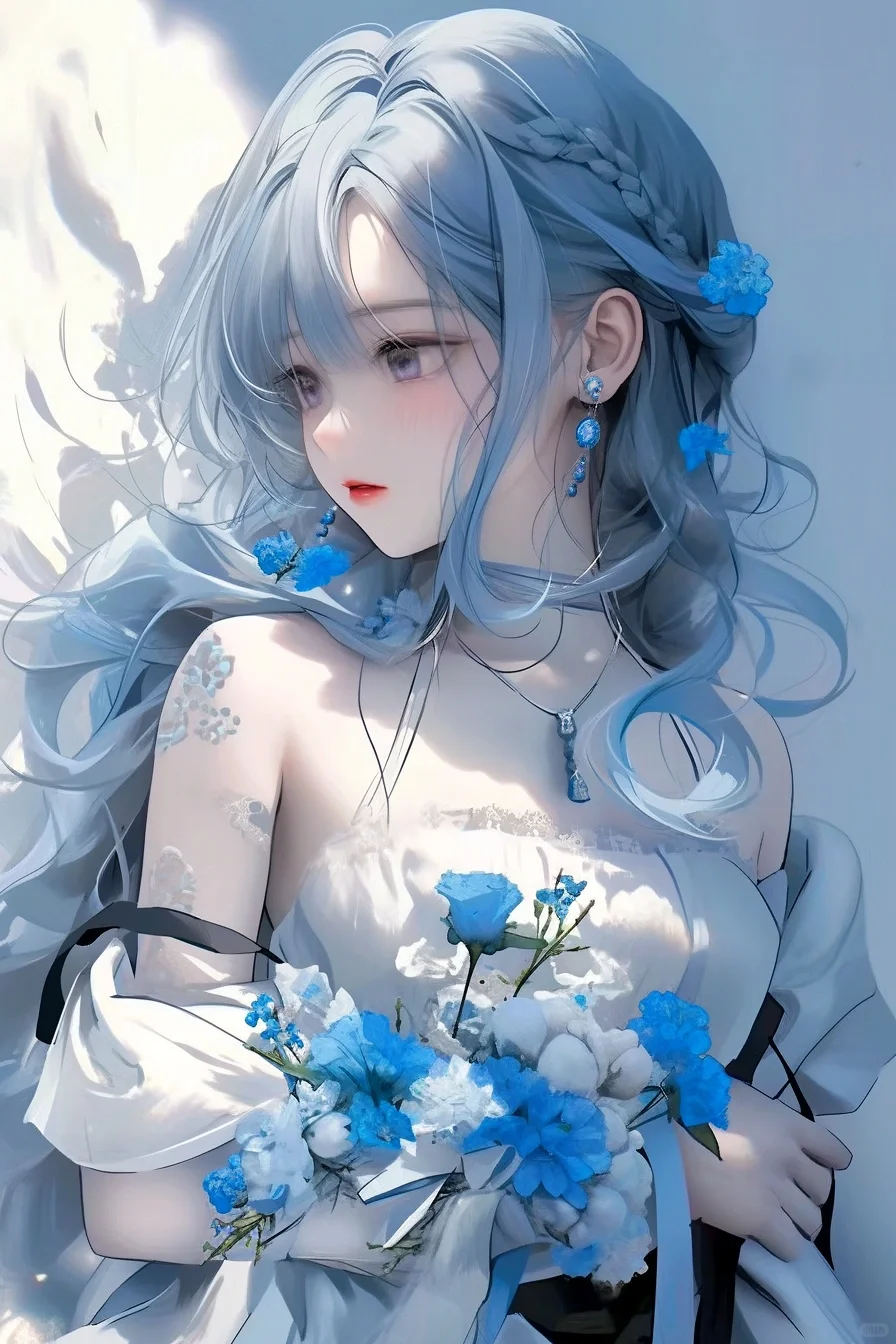 蓝眼睛长发美女