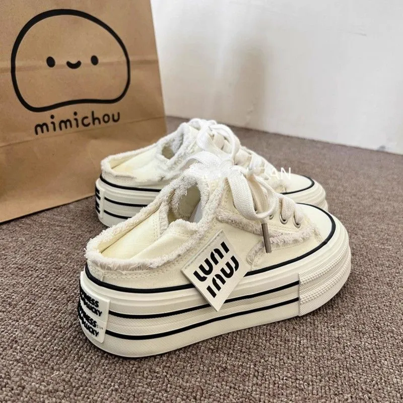 粉色厚底帆布鞋👟必入手