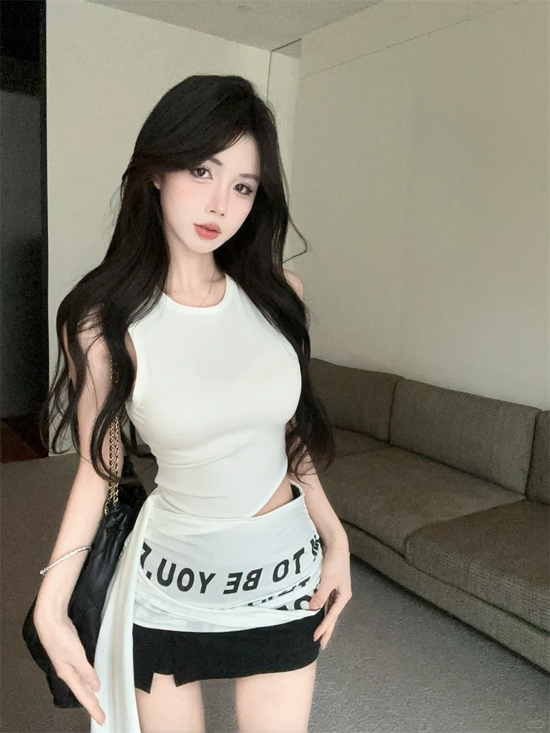 🔥小众别致，美式复古字母印花吊带背心女
