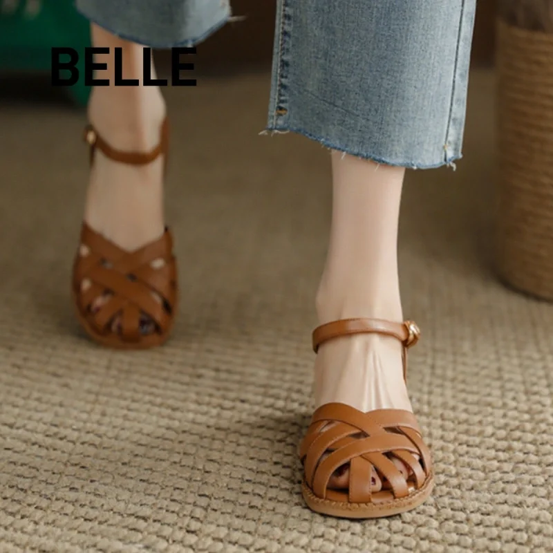 👡百丽正品特价夏日必备！复古镂空凉鞋💫