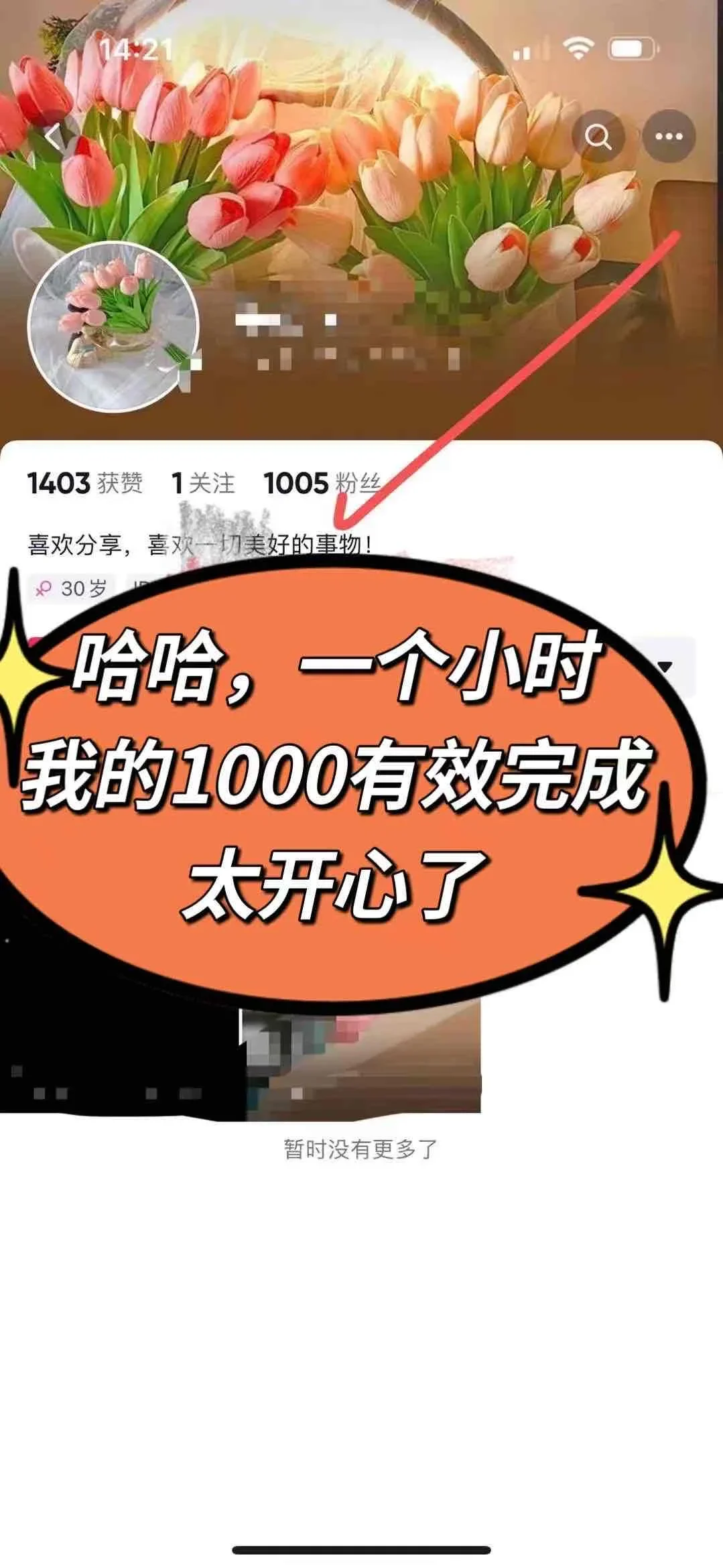 1000有效粉，就是这样。