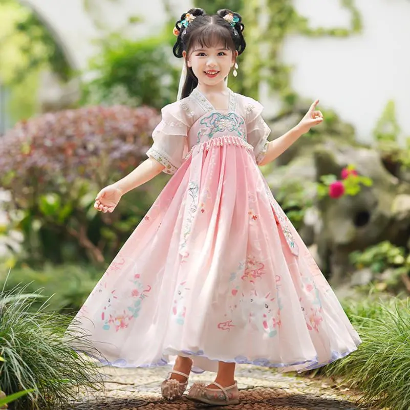 儿童春秋汉服中国风古装女童2024新款女