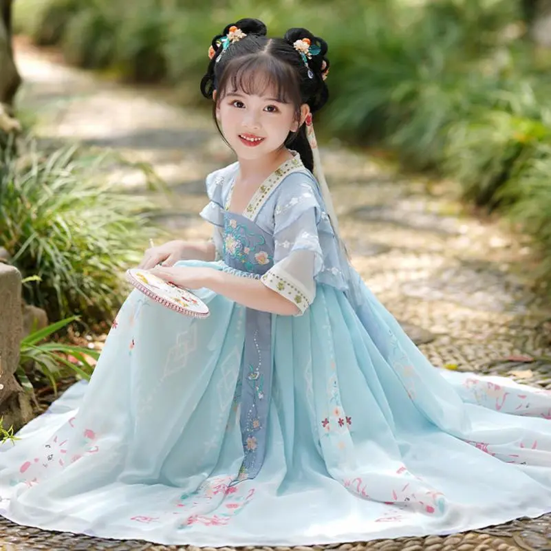 儿童春秋汉服中国风古装女童2024新款女