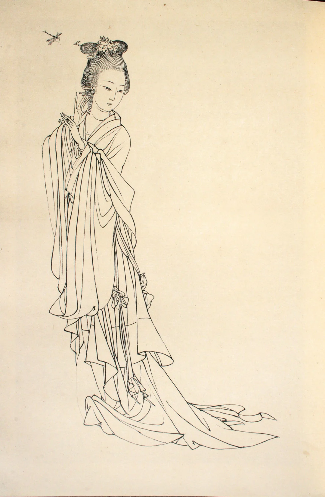 蔡岚 白描仕女图