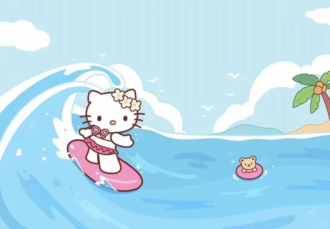 平板壁纸 | 冲浪kitty | INS风卡通壁纸||-