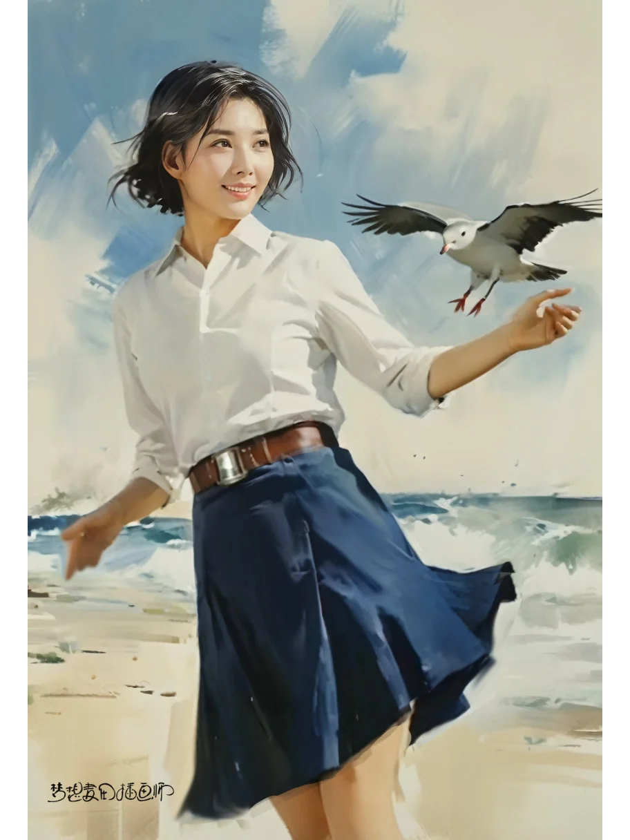 AI插画作品27-青春的色彩