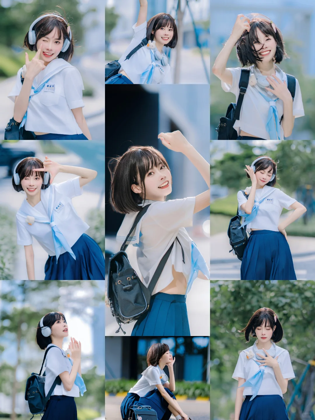 【实用版】9️⃣图解锁甜妹风ＪＫ制服拍照姿势