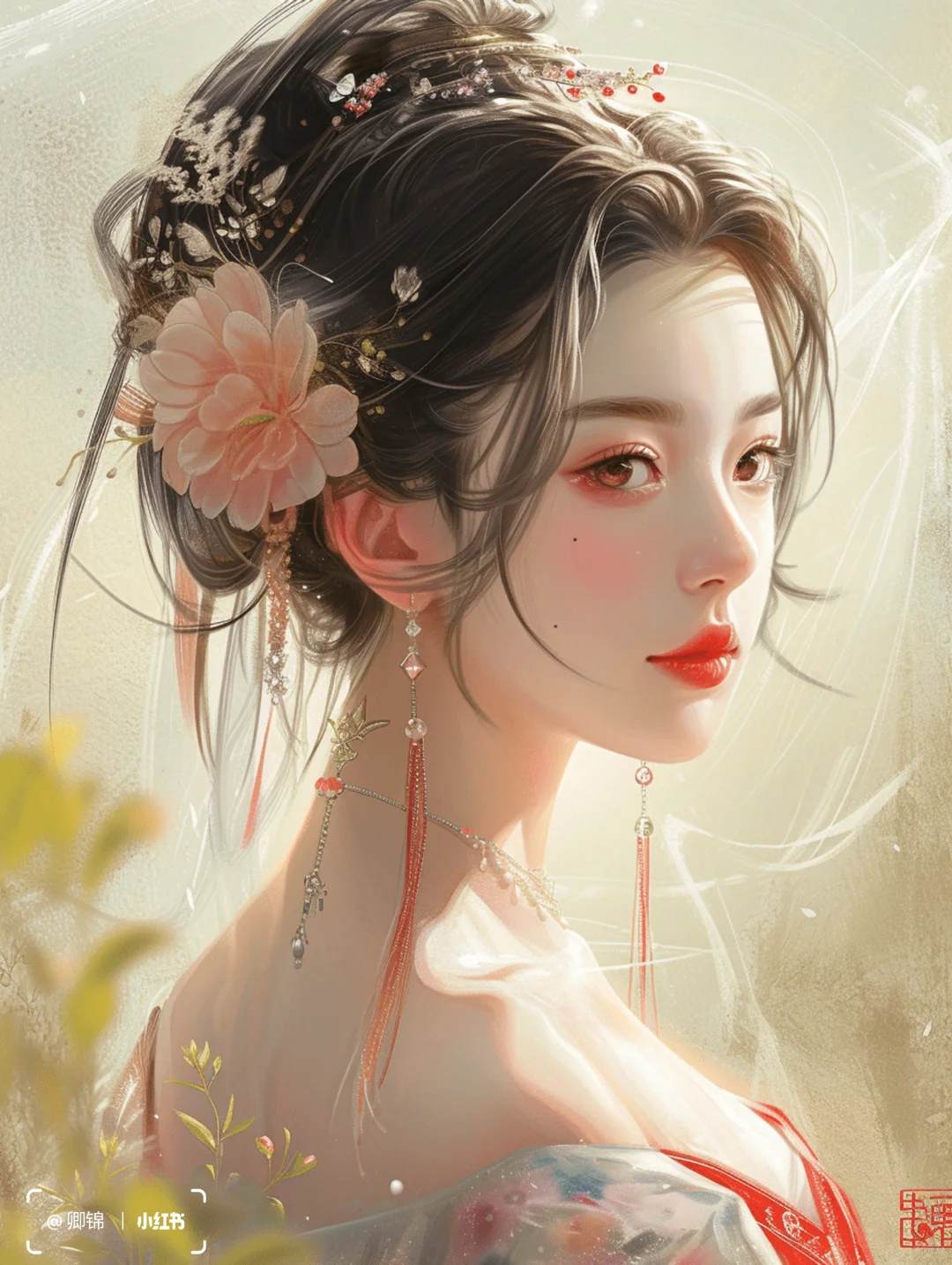 柔情似水眼含秋，婀娜多姿步履柔