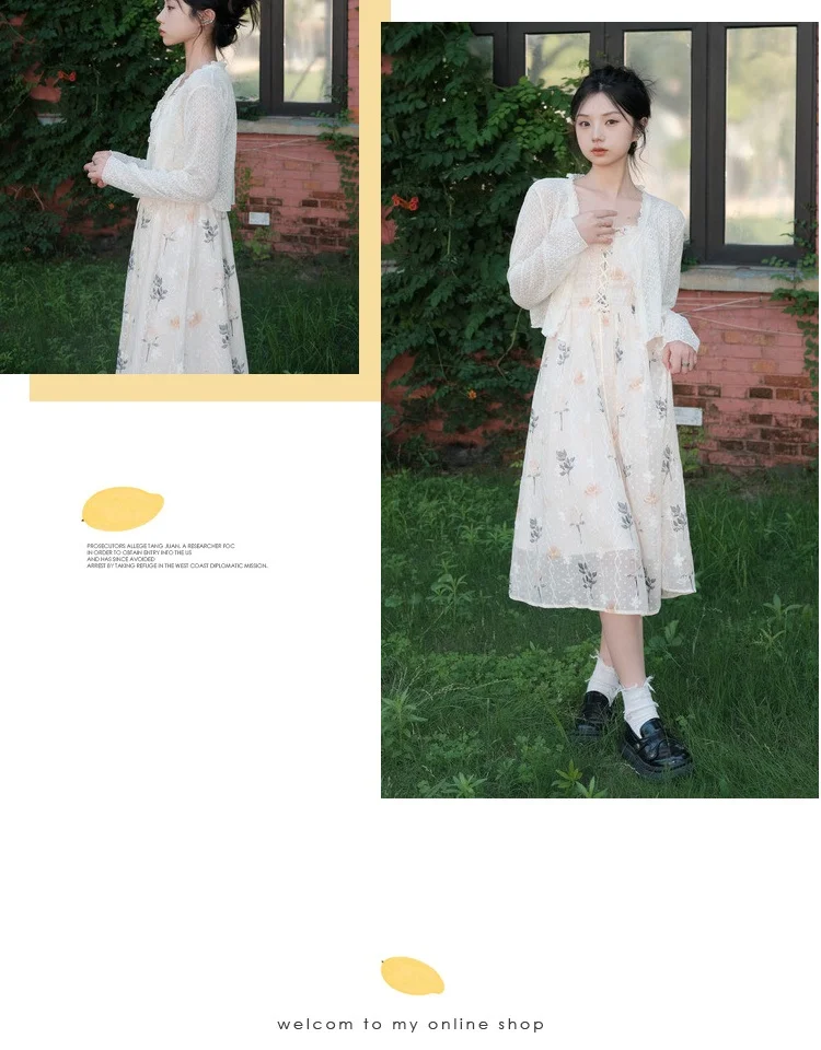 森系甜美碎花吊带连衣裙，穿出气质