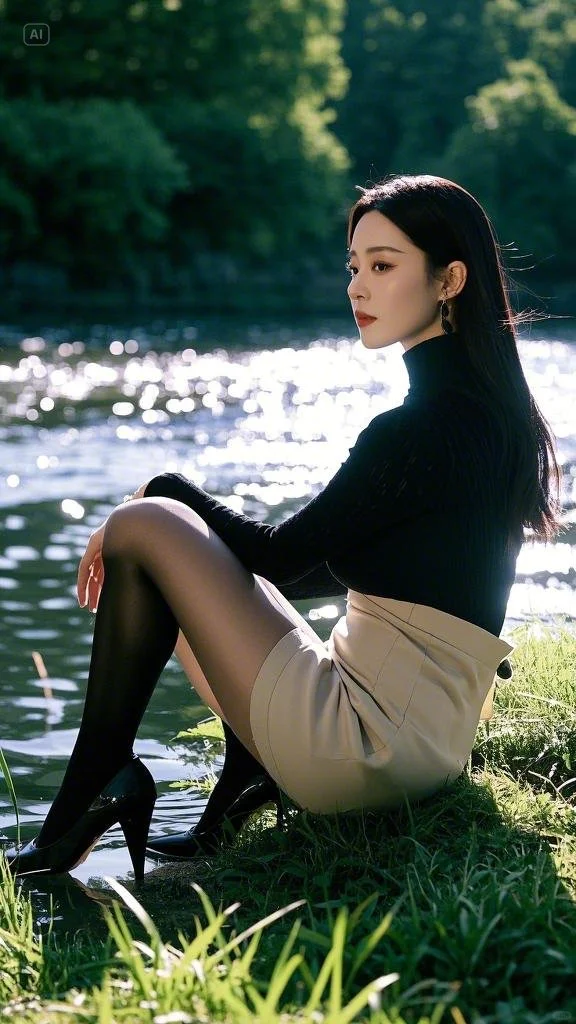 河边美女