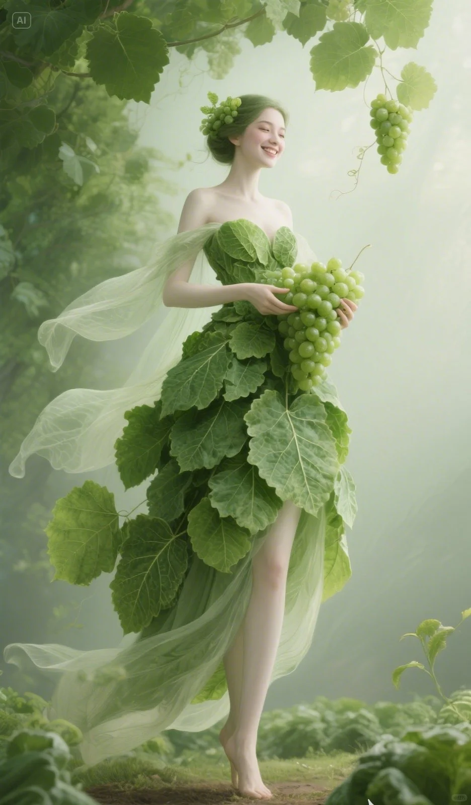 她的绿色系写真，美到窒息~🍃