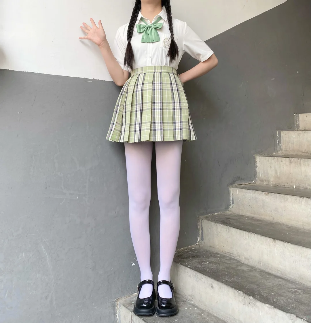 JK穿搭｜绿色格子好适合夏天耶🍀