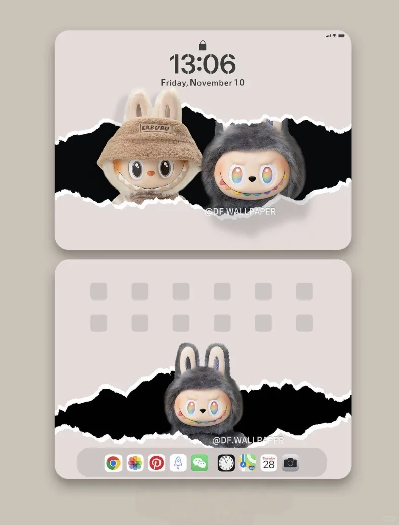 ipad壁纸｜labubu冲出屏幕｜INS风卡通壁纸---