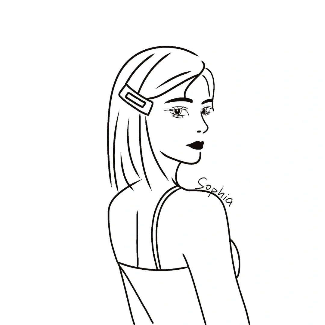 Sophia手绘 高级简约黑白线稿插画