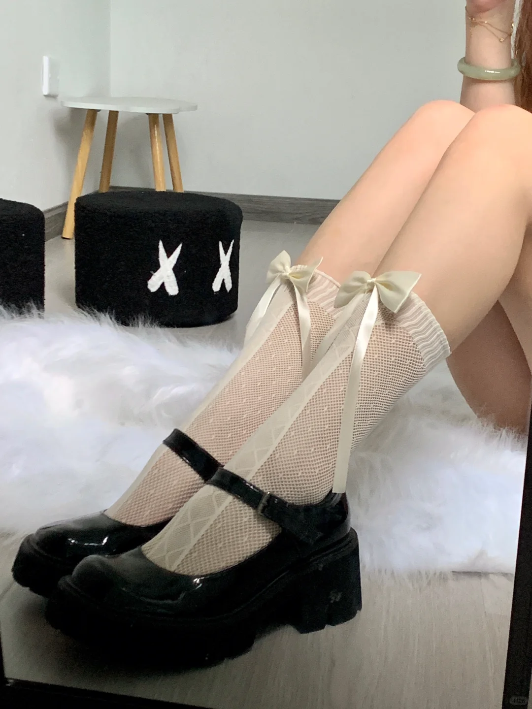一眼心动！俏皮少女感～蝴蝶结网眼袜袜来咯！