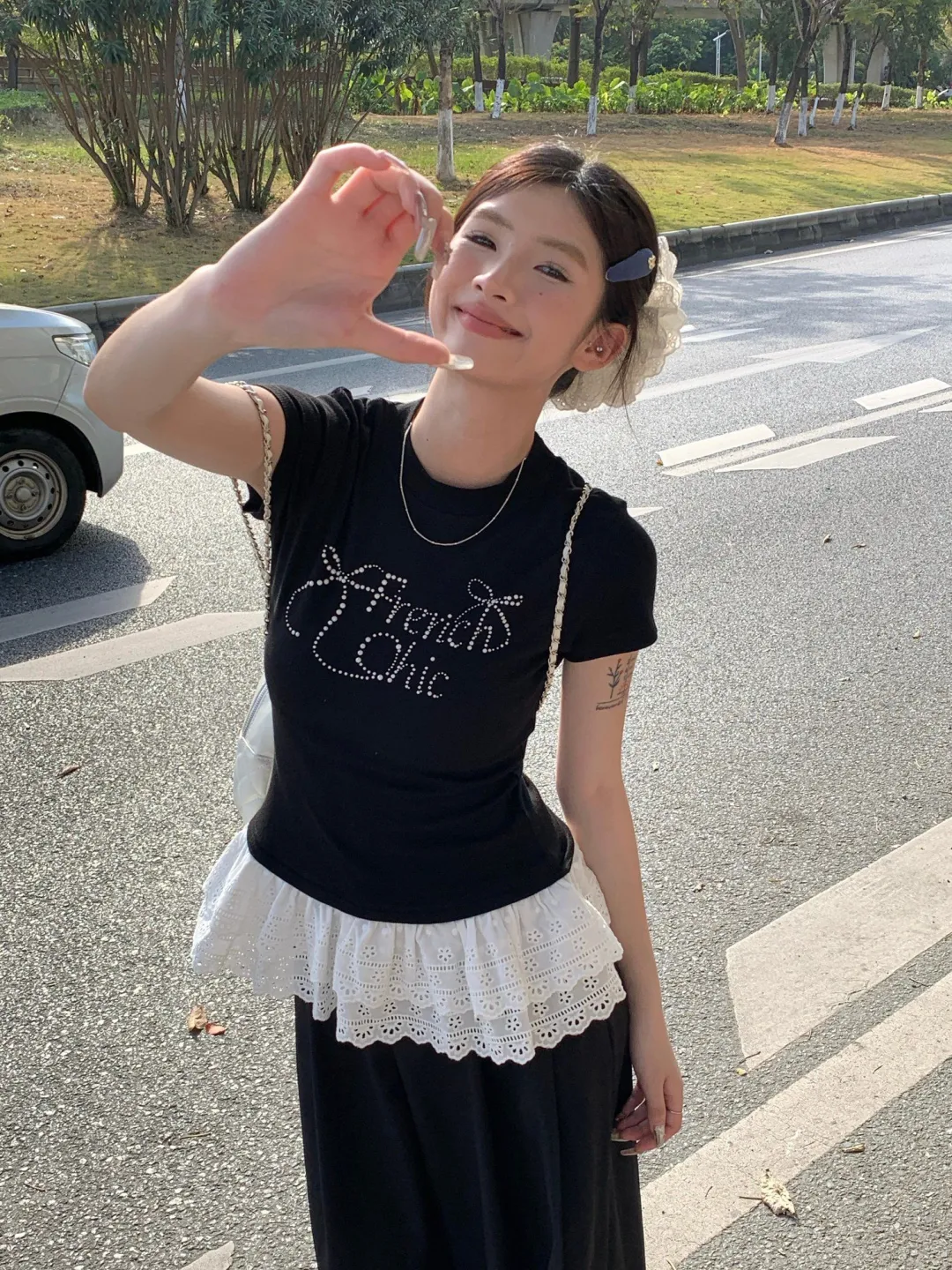 🔥全网首发！高级感烫钻T恤，微胖女孩必入🔥