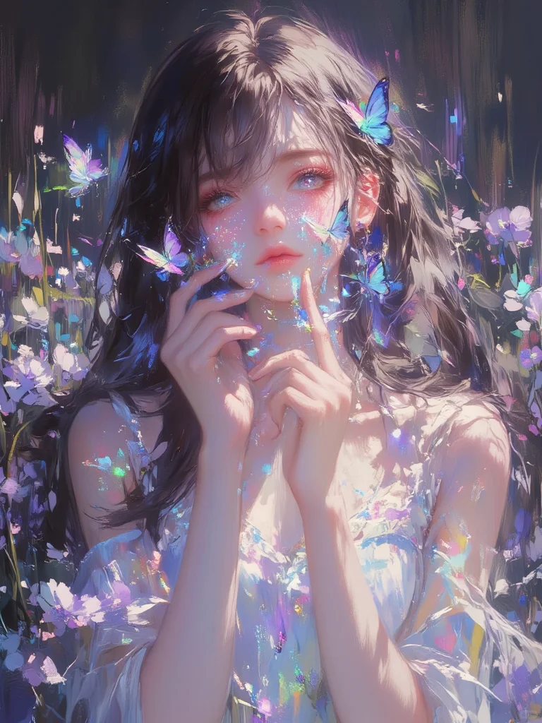 AI生成 蝴蝶女孩，幻境中的精灵✨