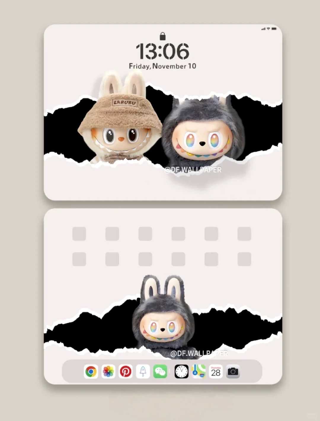 ipad壁纸｜labubu冲出屏幕｜INS风卡通壁纸-