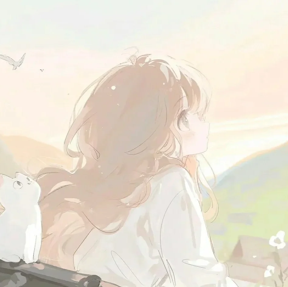 治愈系猫咪与女孩头像